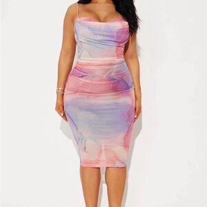 Fashion Nova Pink and Purple Midi Dress